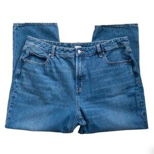 Old Navy High Waisted High Rise Blue Denim Jeans Cropped Wide Leg Womens Size 18